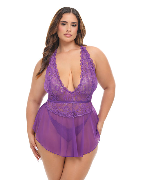 Harmony V-Plunge Babydoll (Purple)
